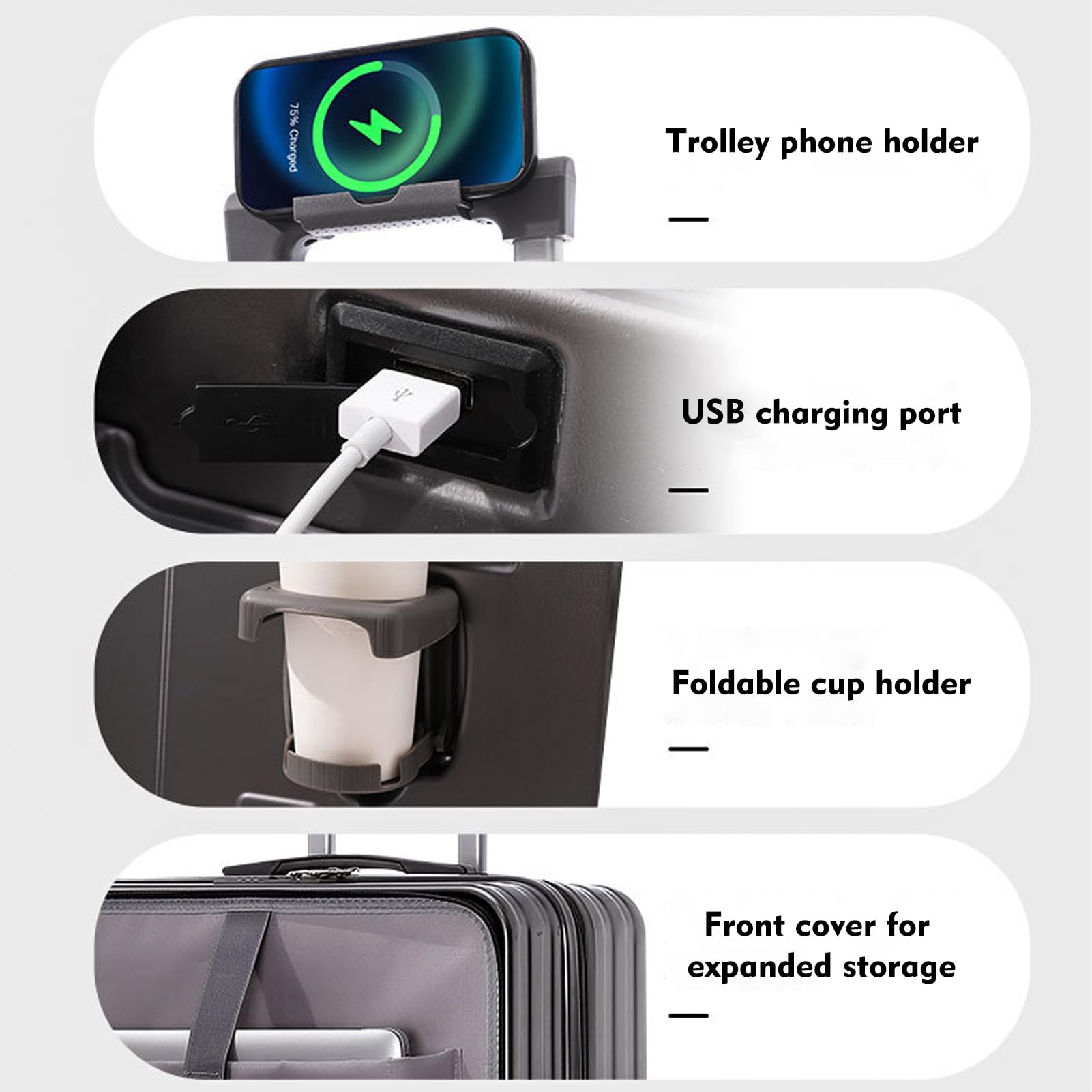 20″ Expandable Hardshell Suitcase with USB-C Charging Port & Front Pocket