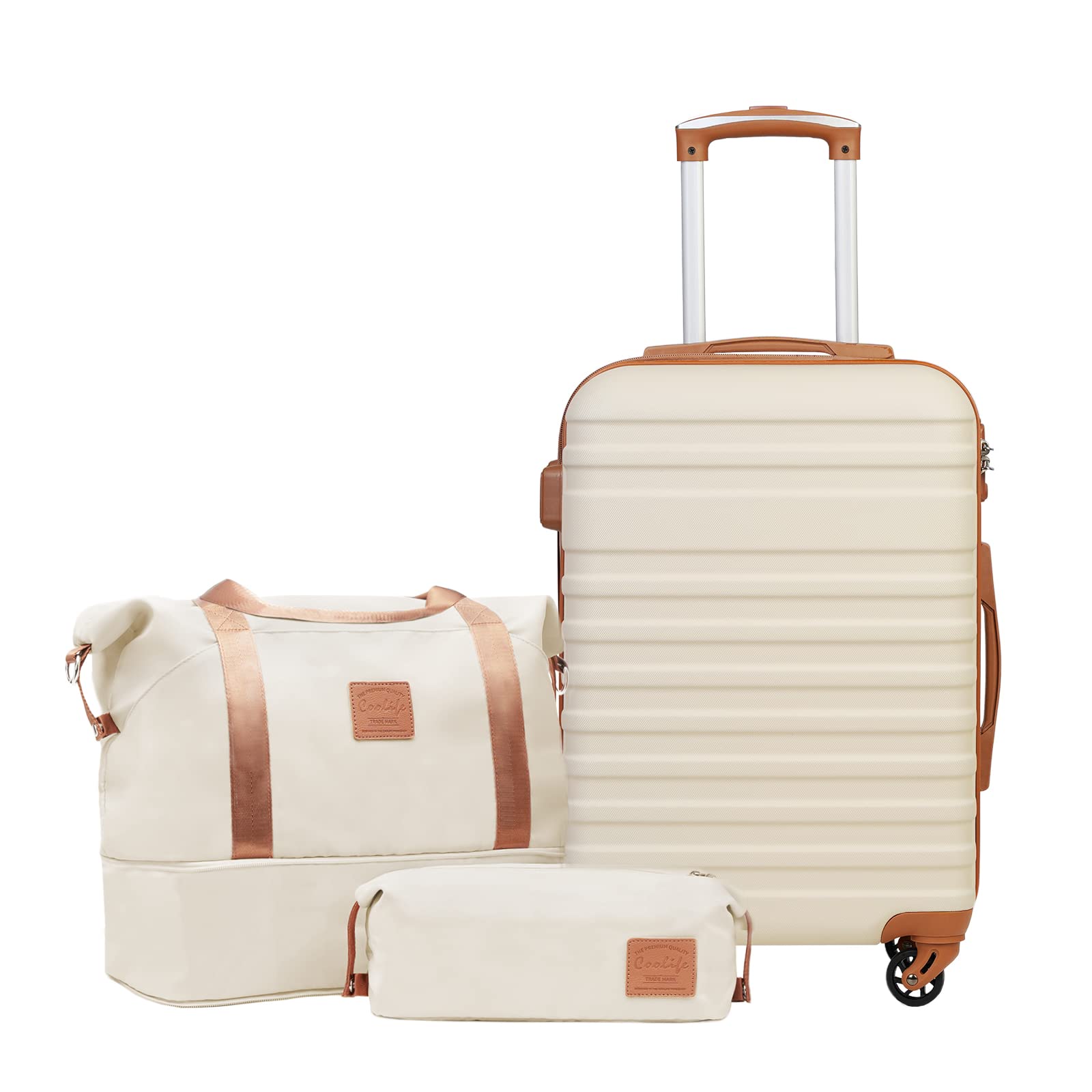 COOLIFE Carry-On Hard-Shell Cabin Luggage with Toiletry Kit (20″)