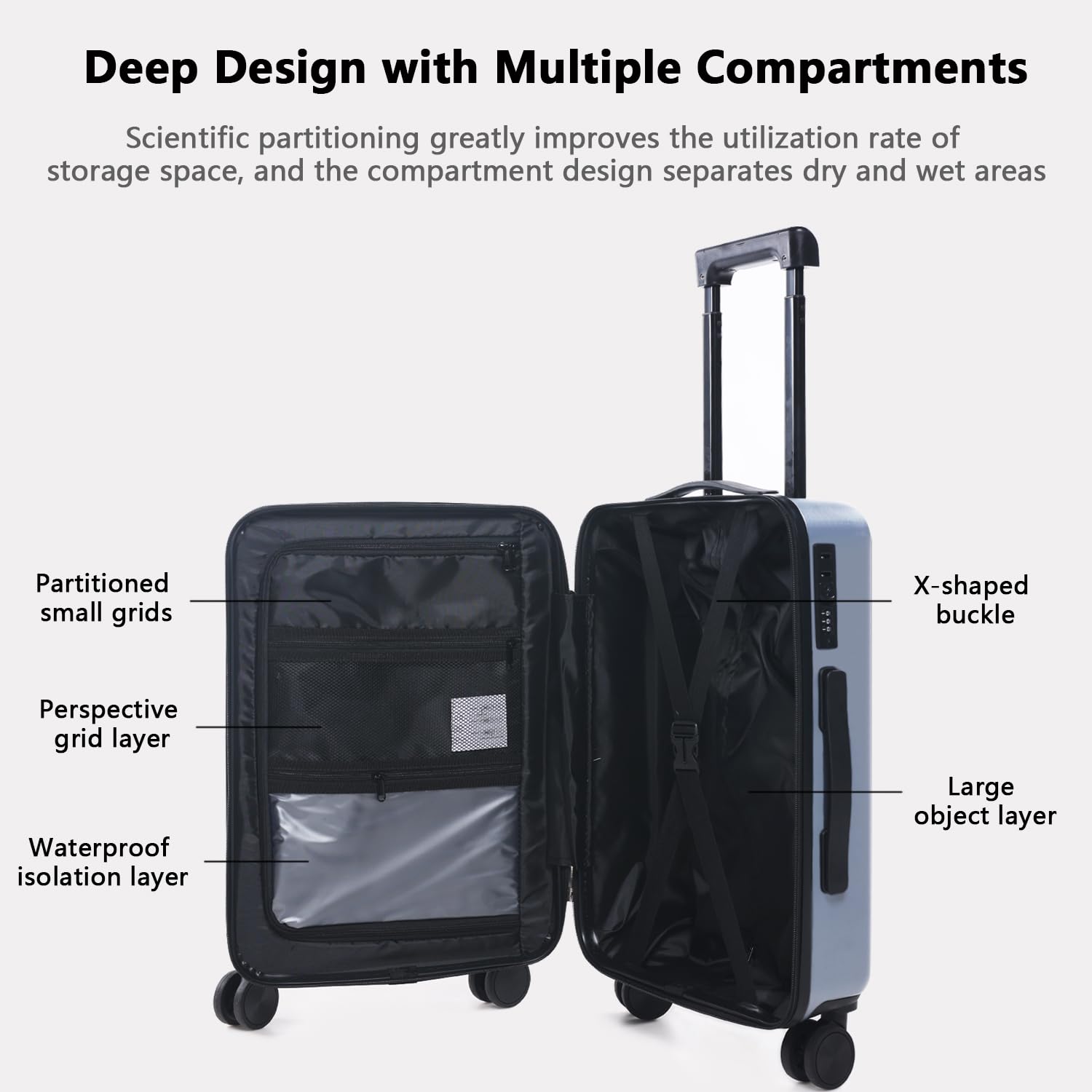 20″ Lightweight Carry-On Luggage with USB Charging, Spinner Wheels & Front Laptop Compartment