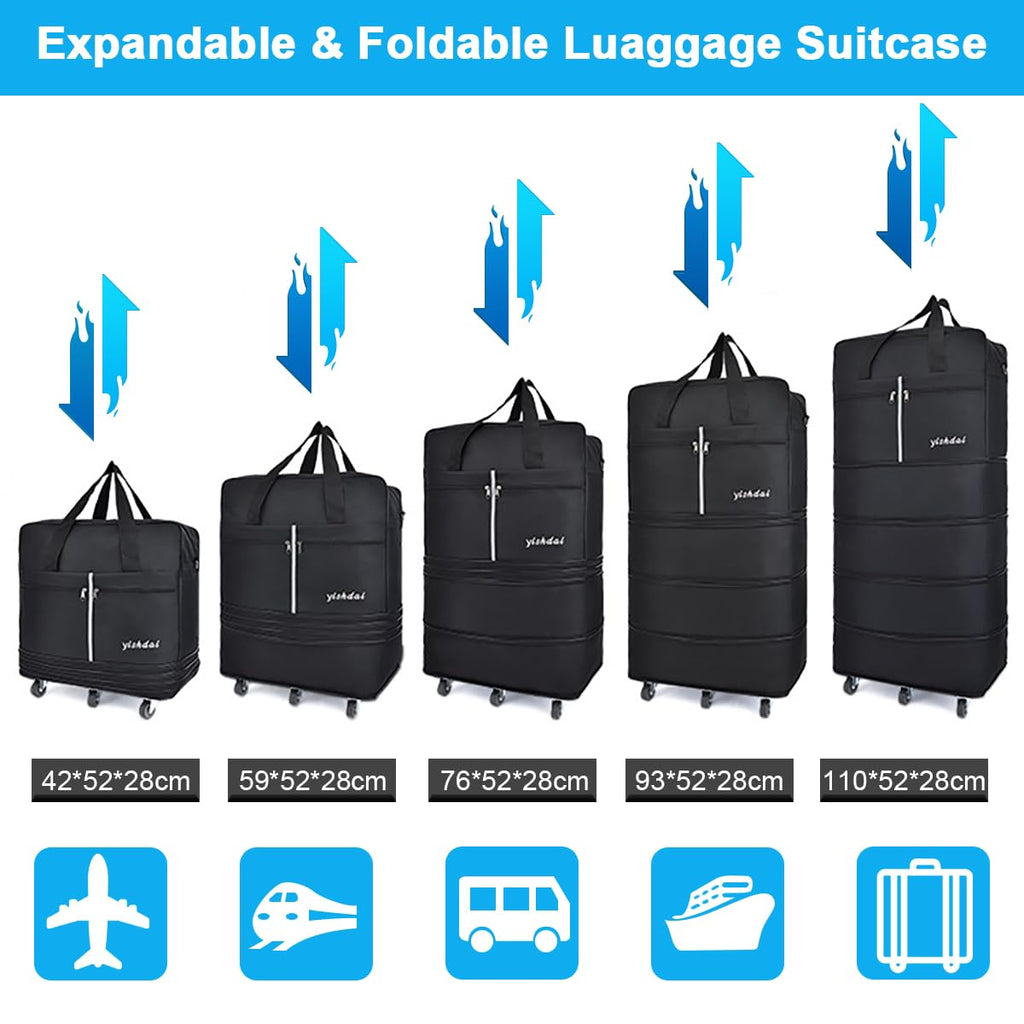 160 L Expandable Rolling Wheeled Duffel Bag – Foldable Waterproof Luggage