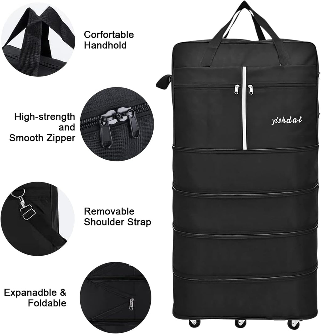 160 L Expandable Rolling Wheeled Duffel Bag – Foldable Waterproof Luggage