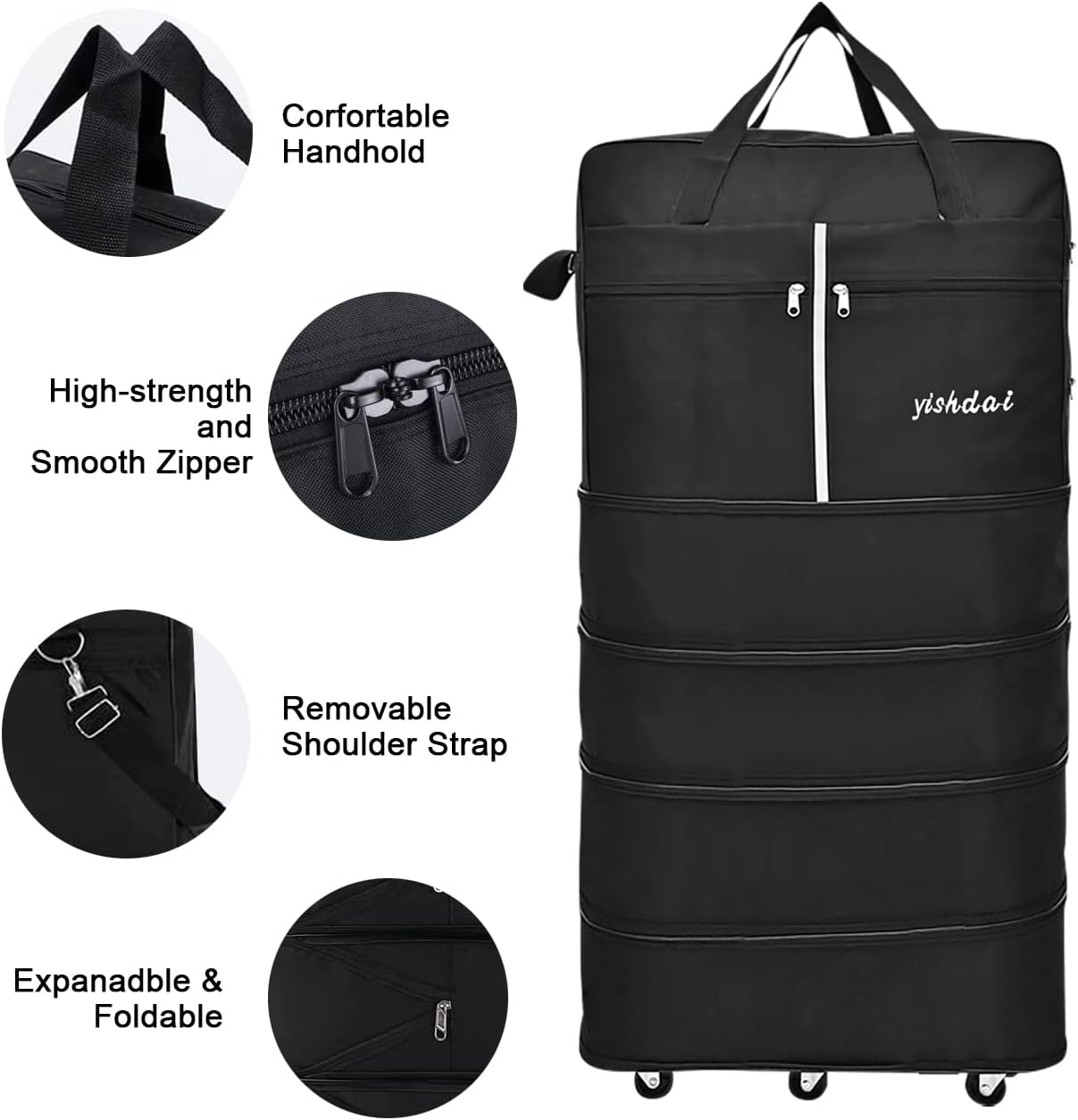 160 L Expandable Rolling Wheeled Duffel Bag – Foldable Waterproof Luggage