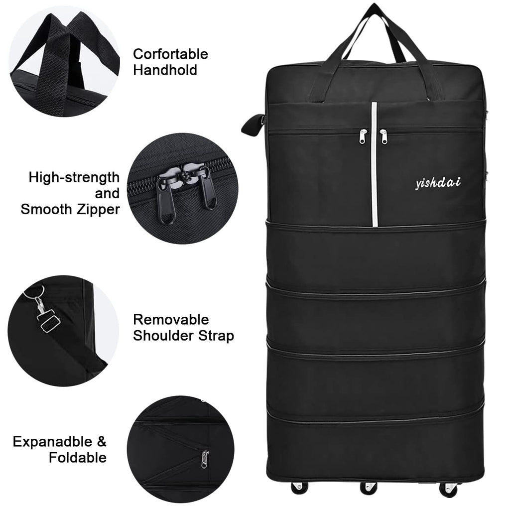 160 L Expandable Rolling Wheeled Duffel Bag – Foldable Waterproof Luggage