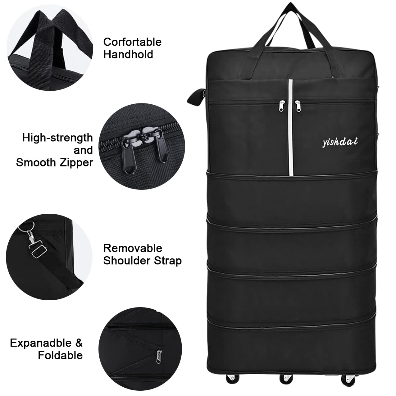 160 L Expandable Rolling Wheeled Duffel Bag – Foldable Waterproof Luggage