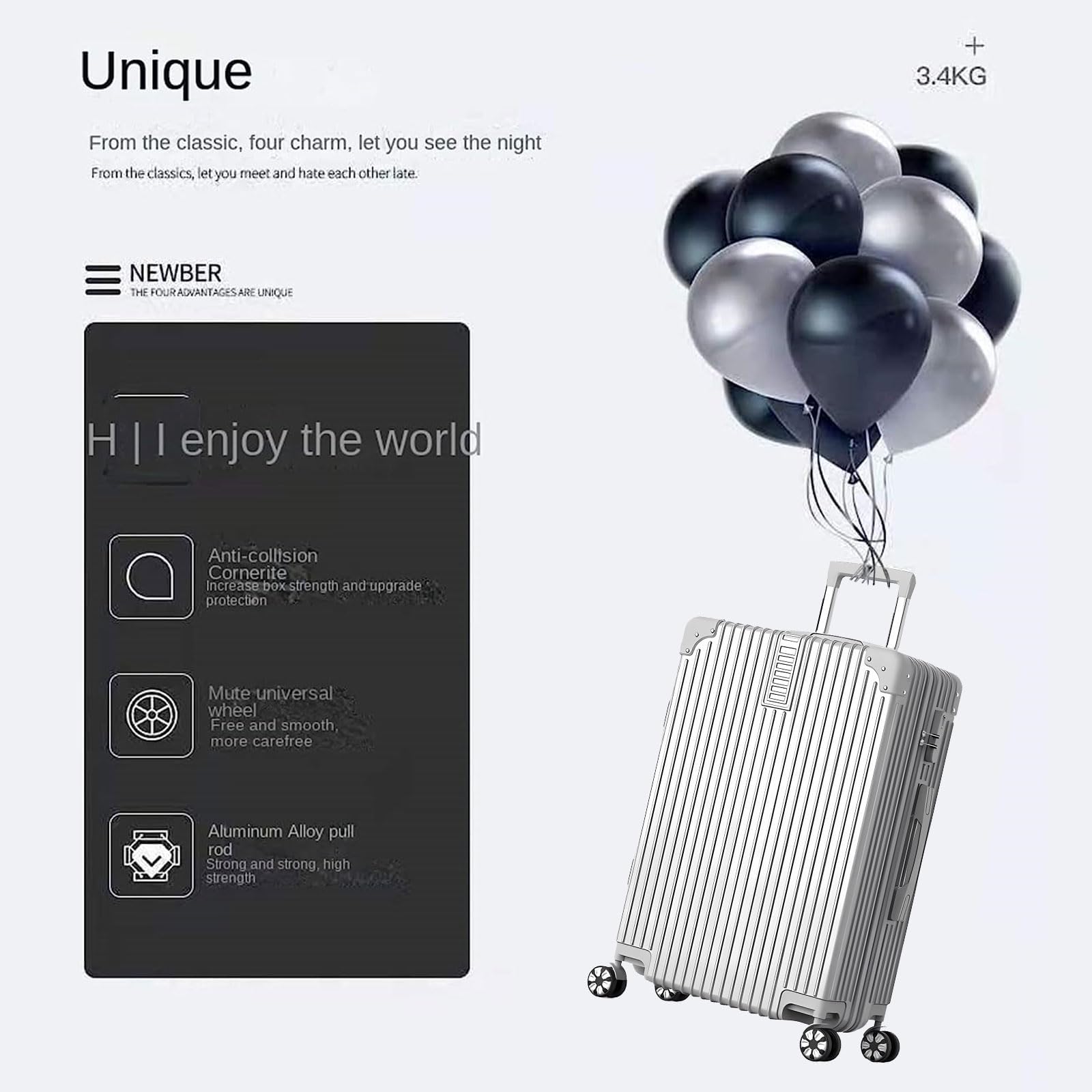 Wemart 3-Piece ABS Travel Luggage Set – 20″ / 24″ / 28″ with Spinner Wheels