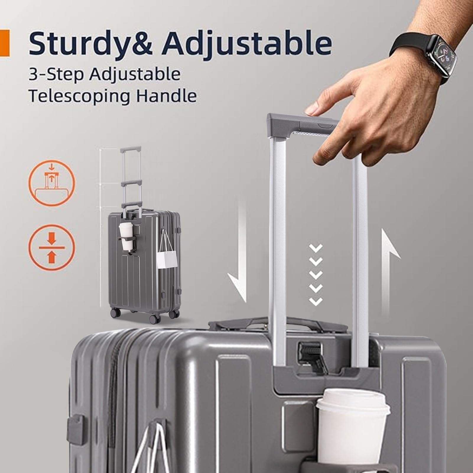 20″ Expandable Hardshell Suitcase with USB-C Charging Port & Front Pocket