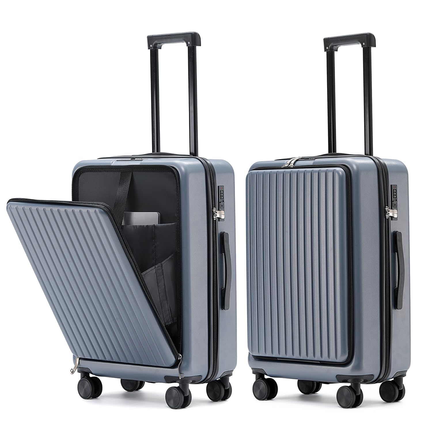 20″ Lightweight Carry-On Luggage with USB Charging, Spinner Wheels & Front Laptop Compartment