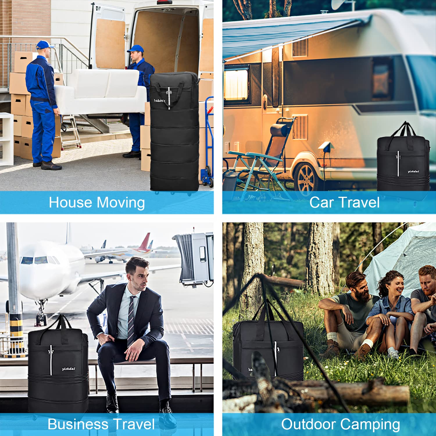 160 L Expandable Rolling Wheeled Duffel Bag – Foldable Waterproof Luggage