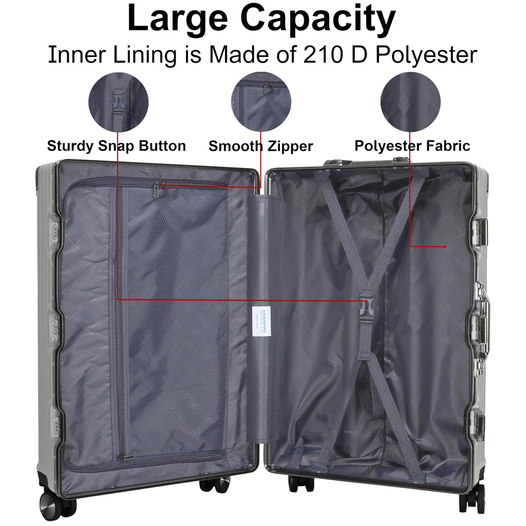 Cabin Pro Aluminum Frame Fashion Trolley Luggage – Checked Size