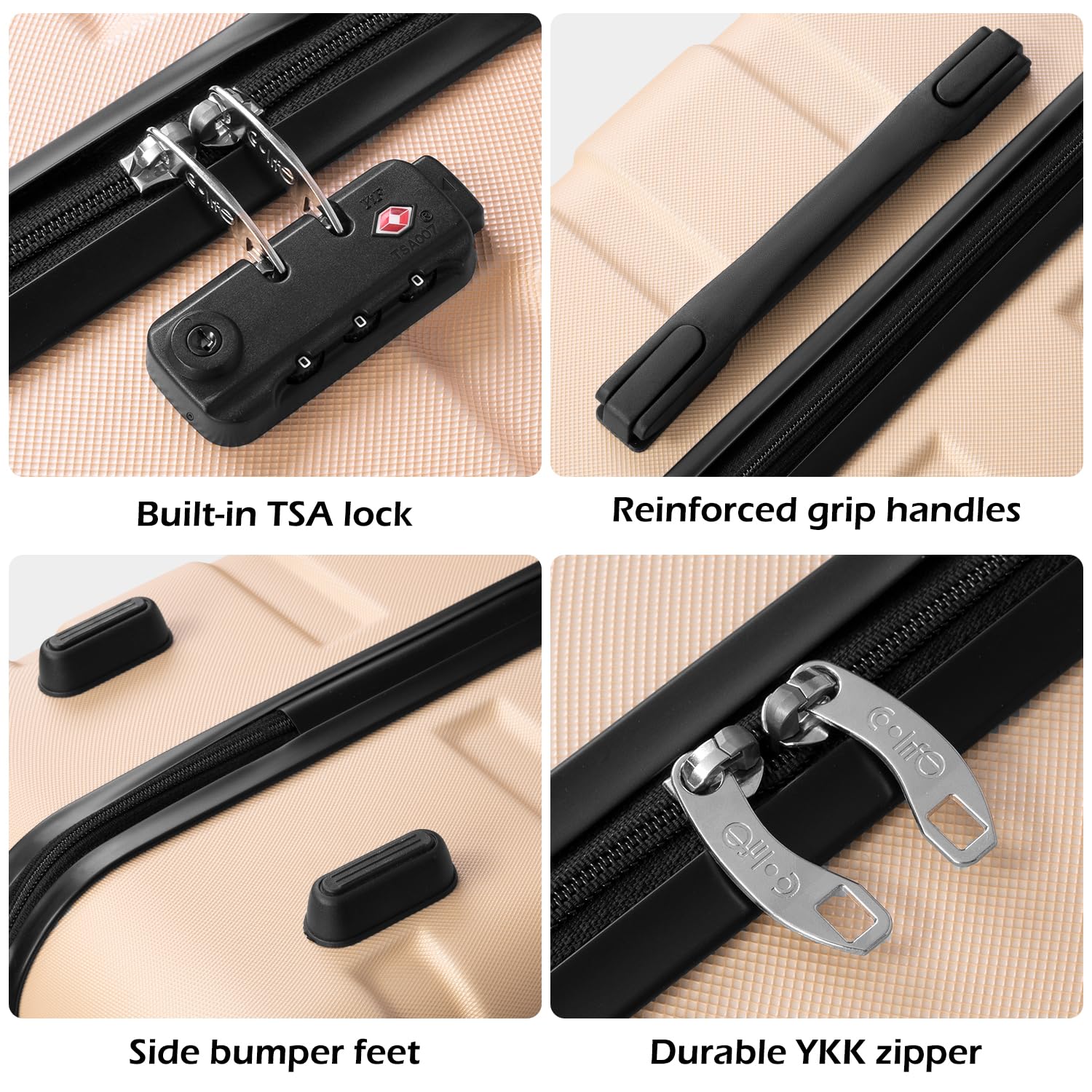 COOLIFE 20″ ABS Carry-On Spinner Luggage with TSA Lock