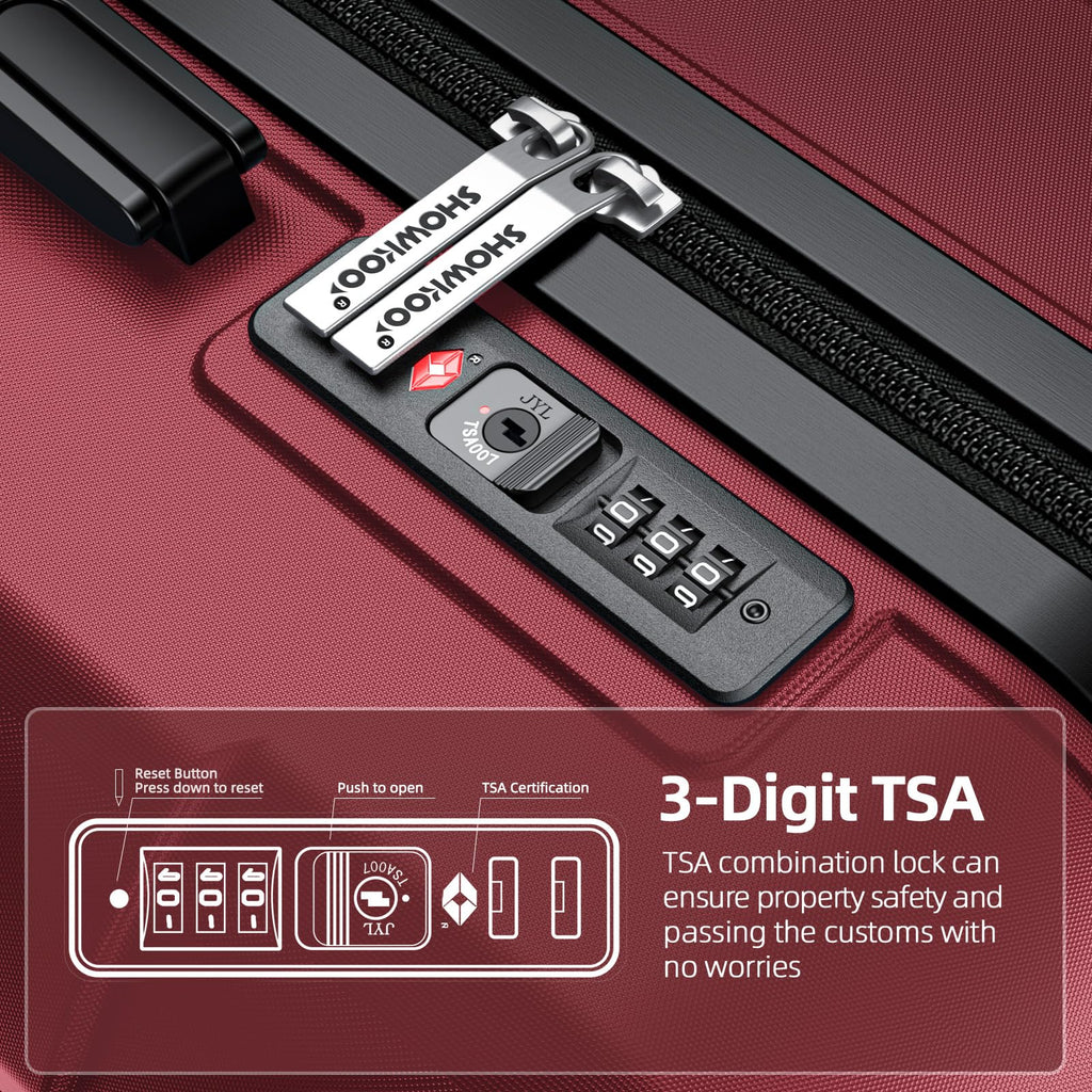 SHOWKOO 3-Piece Expandable Hardshell Luggage Set — PC+ABS, Double Spinner Wheels