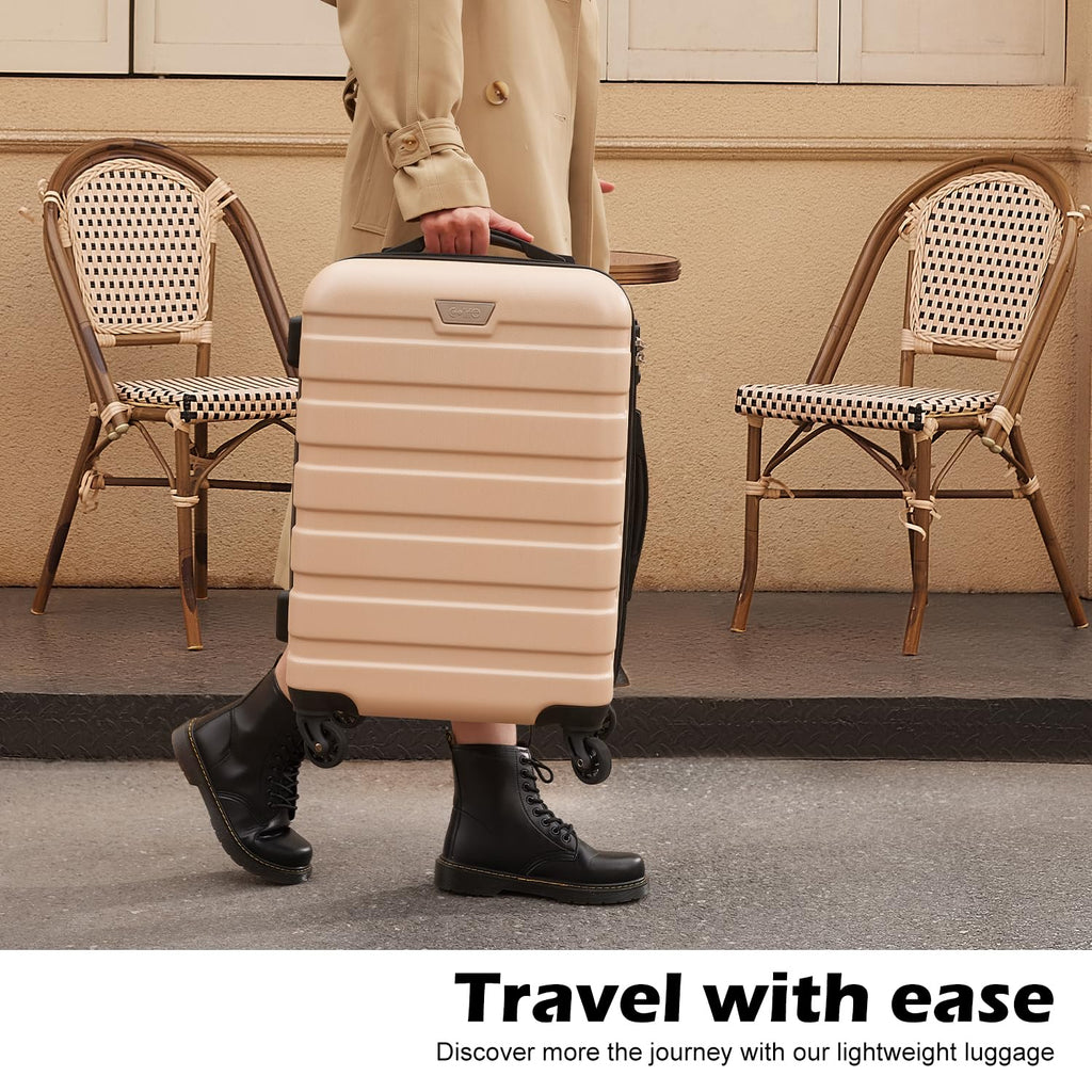 COOLIFE 20″ ABS Carry-On Spinner Luggage with TSA Lock