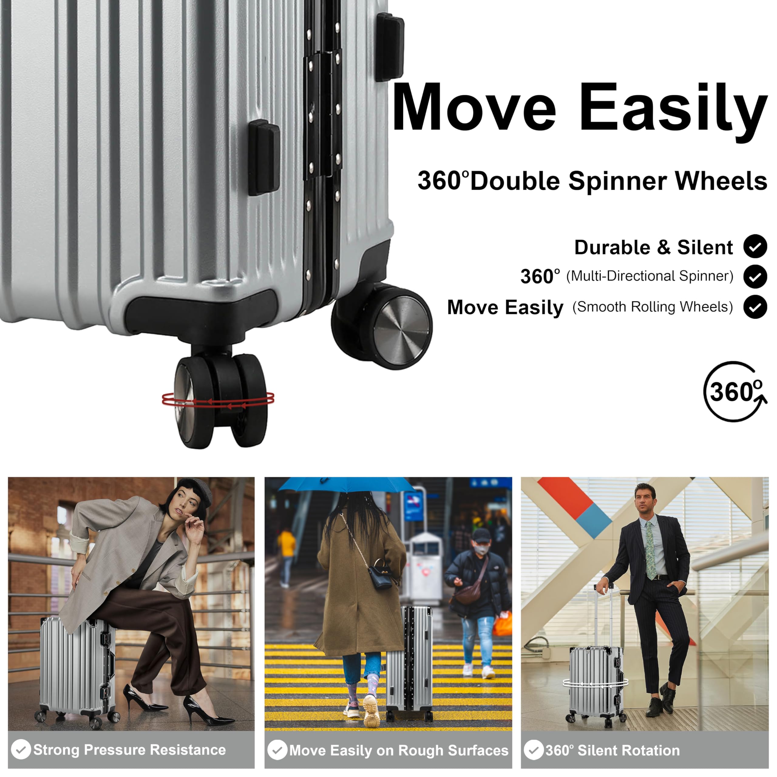 Cabin Pro Aluminum Frame Fashion Trolley Luggage – Checked Size