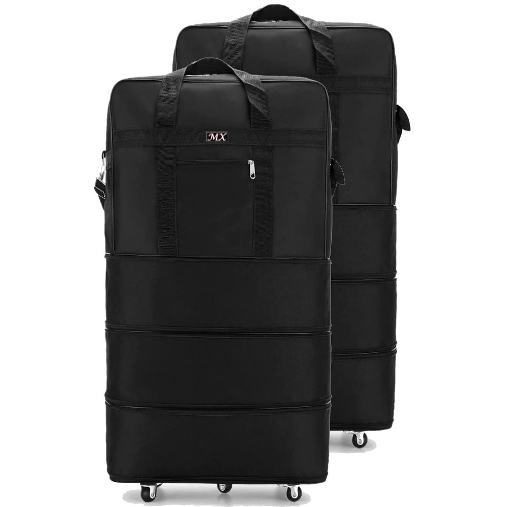 MX 2-Pack Foldable XXL Travel Duffel Bags with Wheels – 120L / 30kg Capacity, Waterproof & Expandable